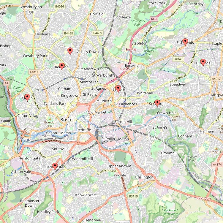 Map of Bristol UK